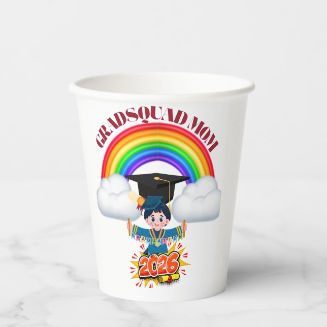 Gobelets En Papier Proud Mom Grad Squad 2026 (Recto)