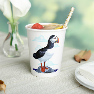 Gobelets En Papier Puffin Cute Oiseau de mer Atlantique