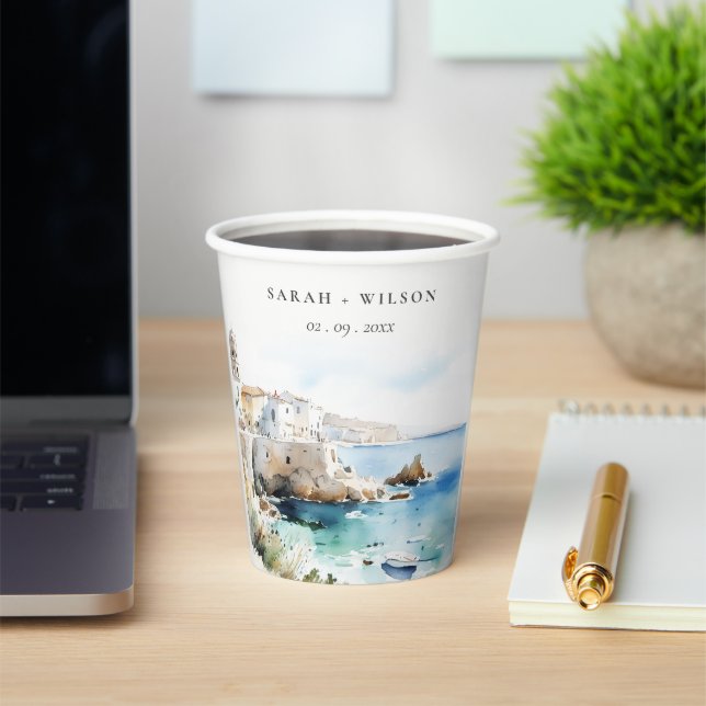 Gobelets En Papier Puglia, Italy Watercolor Landscape Wedding (Insitu)