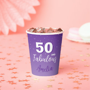 Gobelets En Papier Purple 50 et Fabulous 50th Birthday Party