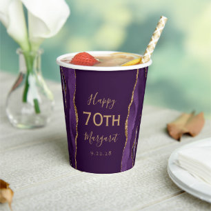 Gobelets En Papier Purple Agate Gold Parties scintillant Plum 70e ann