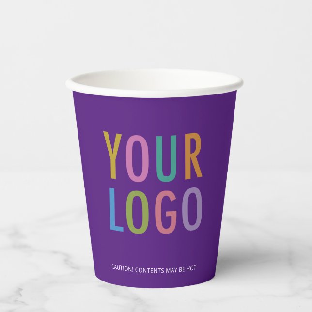 Gobelets En Papier Purple Paper Cups Custom Company Logo Branded 8 oz (Recto)