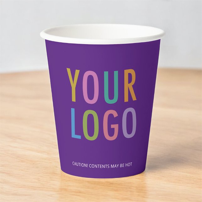 Gobelets En Papier Purple Paper Cups Custom Company Logo Branded 8 oz (MISOOK Purple Paper Cups with Logo)