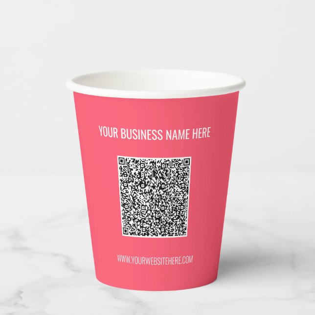 Gobelets En Papier QR Code Scan Custom Text Tasses - Choisir la coule (Recto)