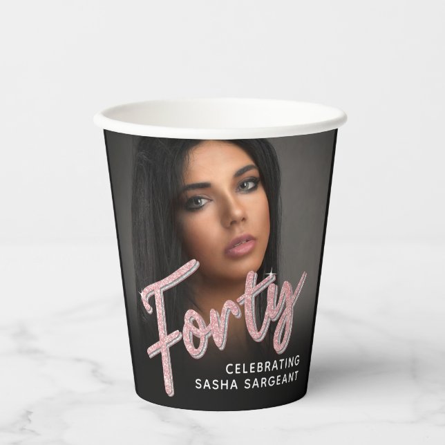 Gobelets En Papier Quarante 40e anniversaire script photo parties sci (Recto)