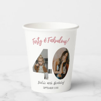 Gobelets En Papier Quarante & Fabuleux Photo personnalisée 40e annive