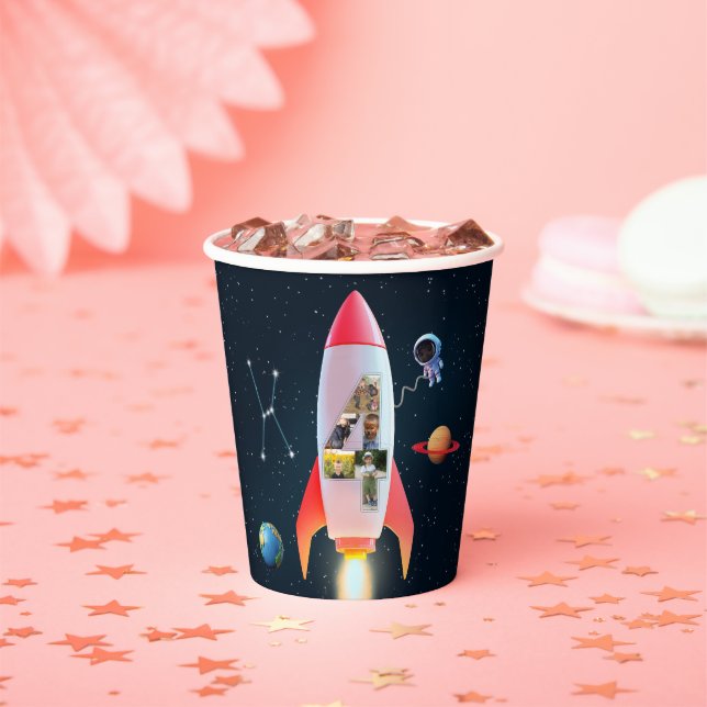 Gobelets En Papier Quatre grands avec photos | Space Rocket 4e annive (Insitu)
