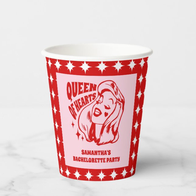 Gobelets En Papier Queen of Hearts Bachelorette Party Cups (Recto)