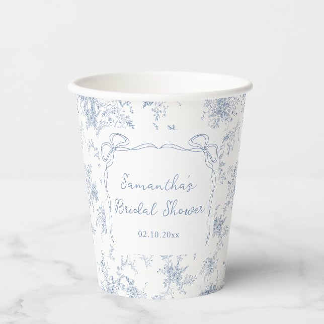 Gobelets En Papier Quelque Chose de Bleu Fête Prénuptiale (Recto)