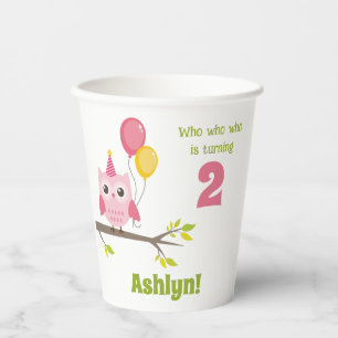 Gobelets En Papier Qui Qui Fête Ses 2 Ans Owl 2e Anniversaire