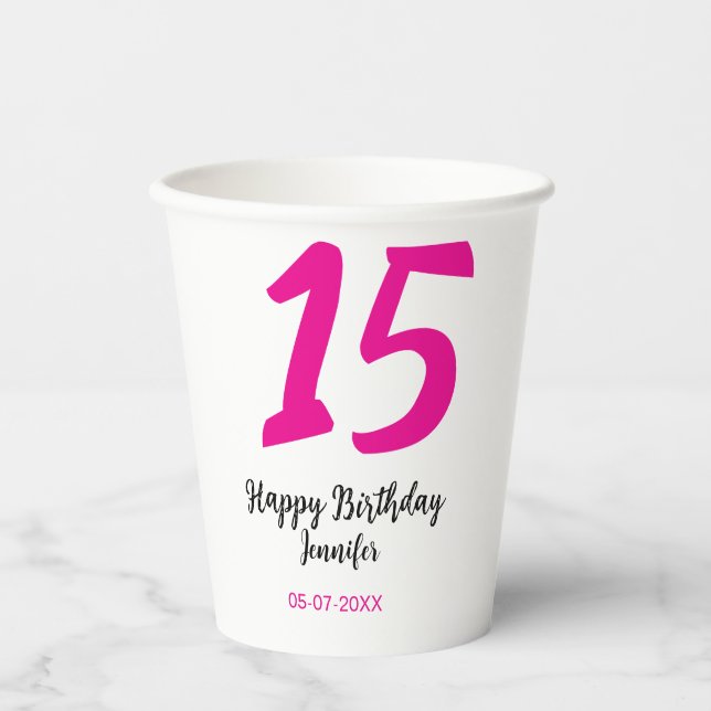 Gobelets En Papier quiencenera 15e anniversaire ajouter date année te (Recto)