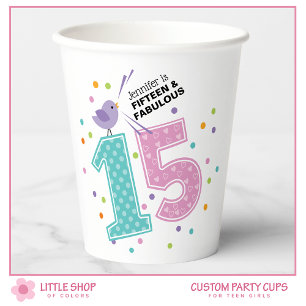 Gobelets En Papier Quinze et fabuleux Confetti rose personnalisés Ann