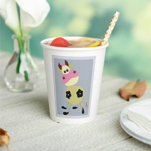 Gobelets En Papier Quirinal Cartoon Vache Fun Animal de ferme
