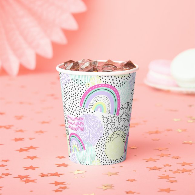 Gobelets En Papier Rad Rainbow 90's Style Little Girl Birthday Party (Insitu)