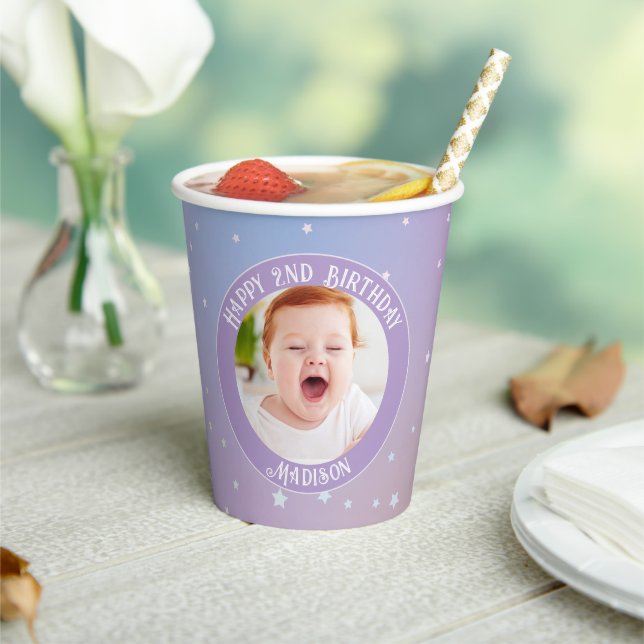 Gobelets En Papier Rainbow Little Stars Enfants Photo Anniversaire (Insitu)