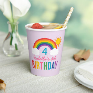 Gobelets En Papier Rainbow Sky Girls Anniversaire Fête violet