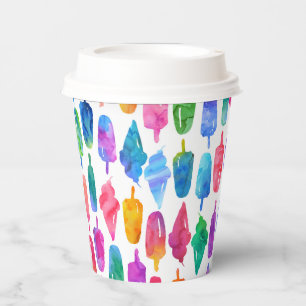 Gobelets En Papier Rainbow Watercolor Crème glacée Popsicle Anniversa