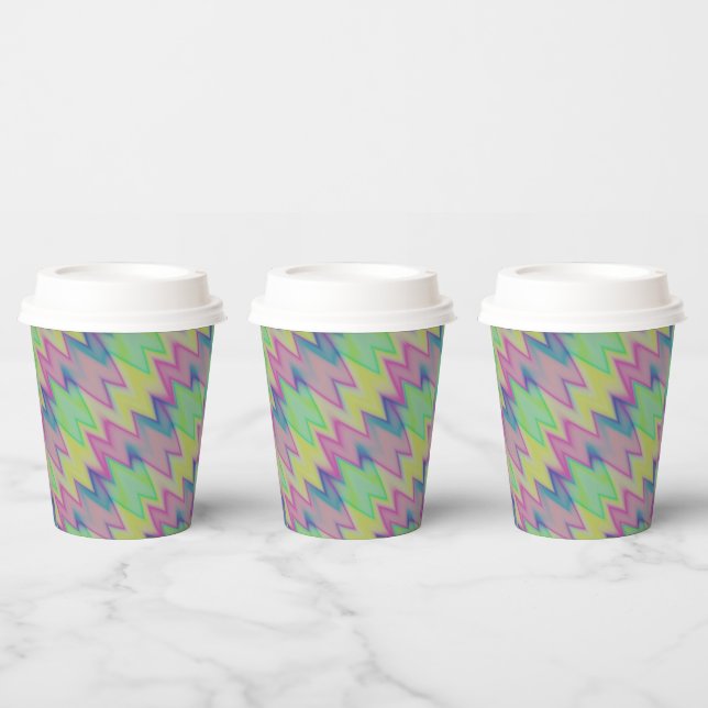 Gobelets En Papier Rainbow Zigzags (Multi)