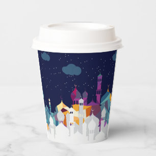 Gobelets En Papier Ramadan Kareem Typographie Texte du Croissant isla