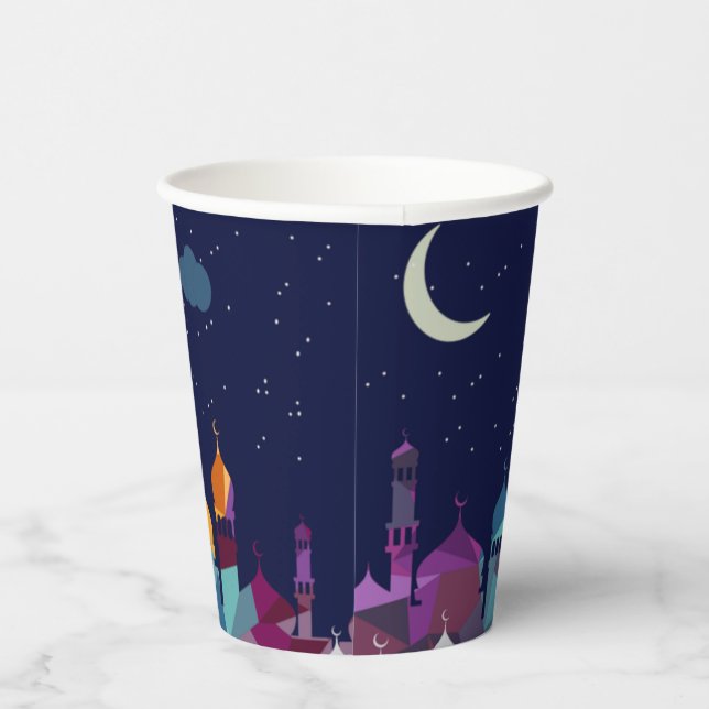 Gobelets En Papier Ramadan Kareem Typographie Texte du Croissant isla (Droite)
