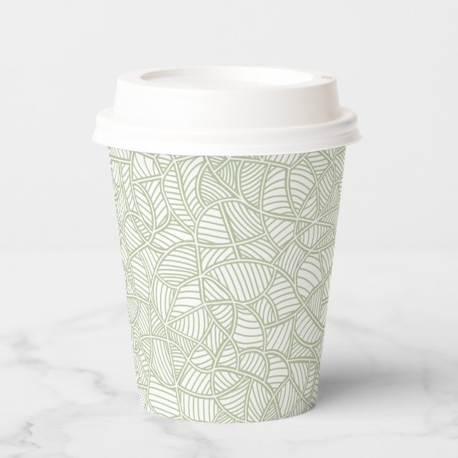 Gobelets En Papier Random Leaf Mosaic Pale Green (Recto)