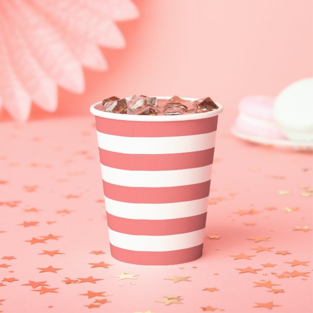 Gobelets En Papier Rayure de corail (Insitu)