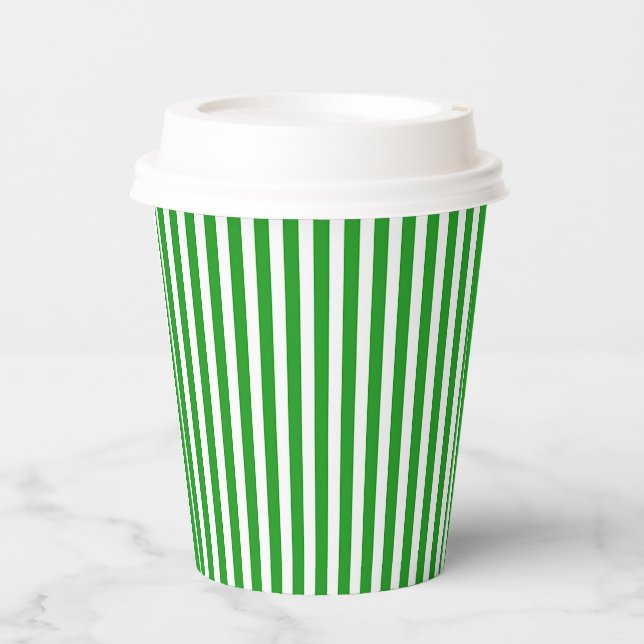 Gobelets En Papier Rayure verte   (Recto)