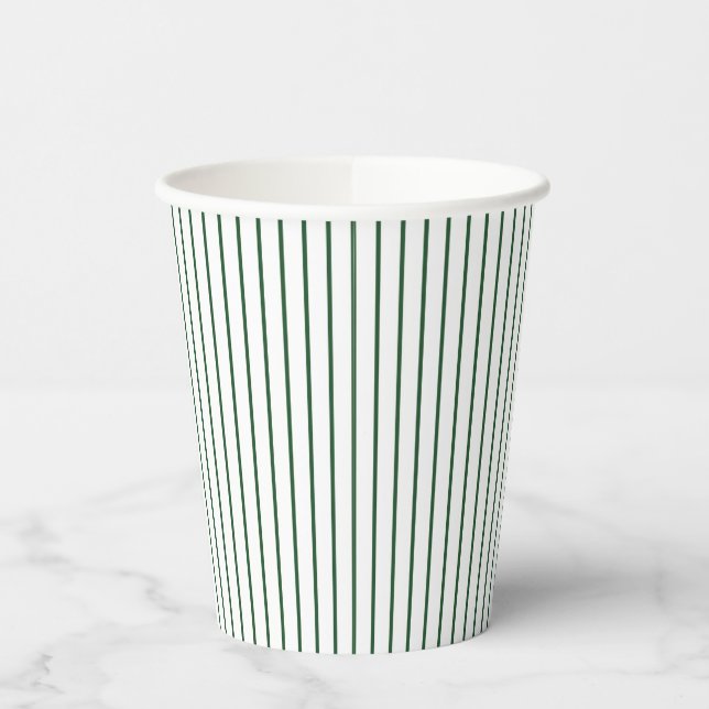 Gobelets En Papier Rayure verte de style rustique campagne (Gauche)