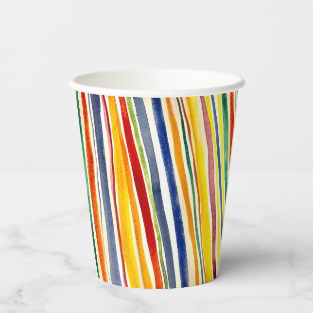 Gobelets En Papier rayures colorées (Verso)