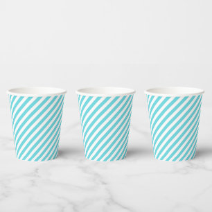 Gobelets En Papier Rayures diagonales classiques bleues et blanches