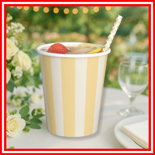 Gobelets En Papier Rayures Jaunes La Dolce Vita Citrons Italien UNI