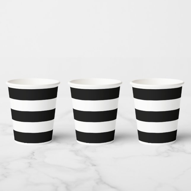 Gobelets En Papier Rayures noires et blanches (Multi)