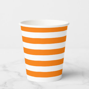 Gobelets En Papier Rayures orange sécurité et blanc