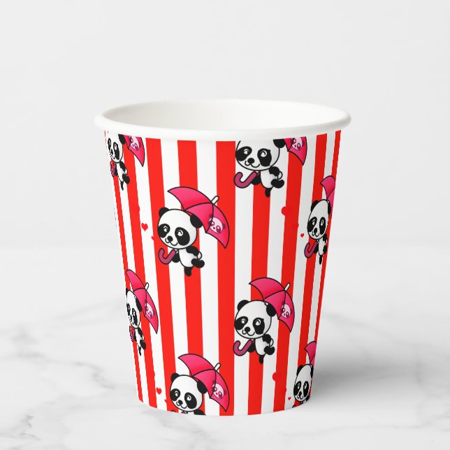 Gobelets En Papier Rayures Rouges Blanches Mignonnes (Recto)