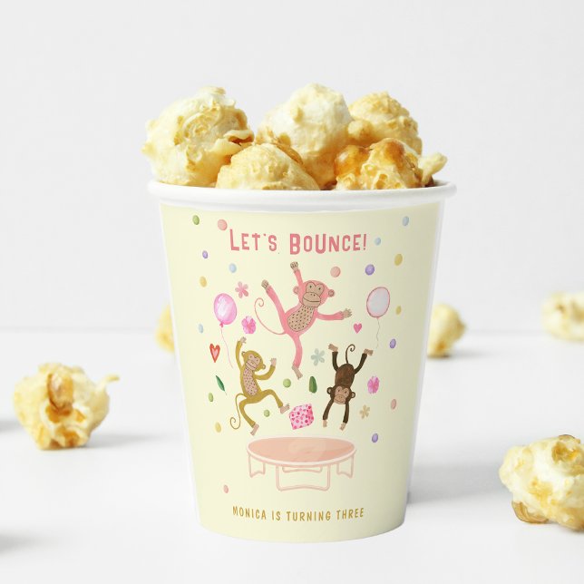 Gobelets En Papier Rebondissons sauter singes anniversaires de enfant (Créateur téléchargé)