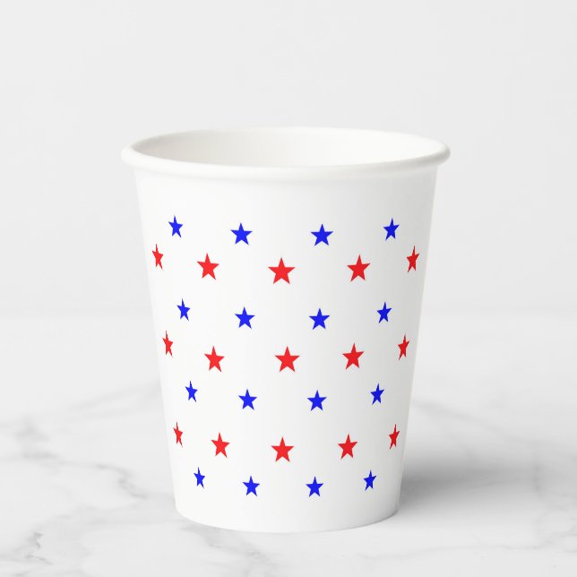 Gobelets En Papier Red and Blue Stars - Starry Sky Motif (Recto)