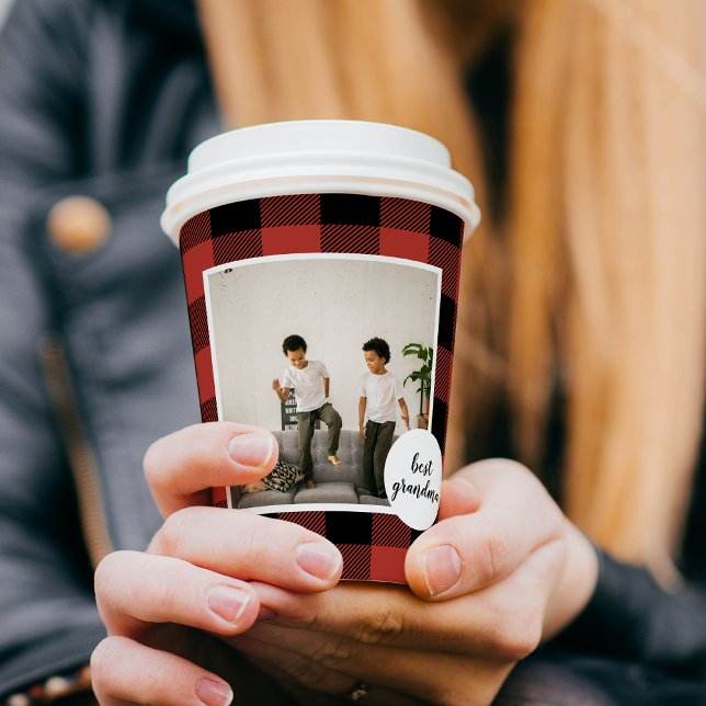 Gobelets En Papier Red Buffalo Plaid Meilleur Cadeau Grand-Mère Avec  (Créateur téléchargé)
