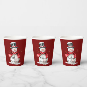 Gobelets En Papier Red Christmas Snowman