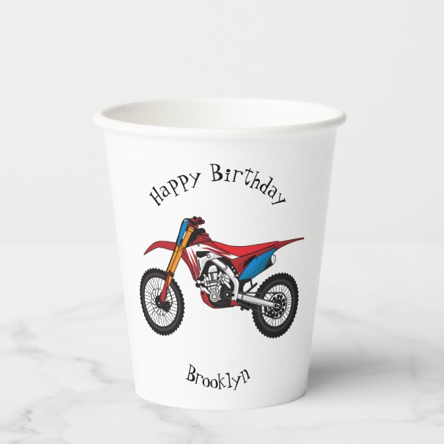 Gobelets En Papier Red dirt bike motorcycle (Recto)