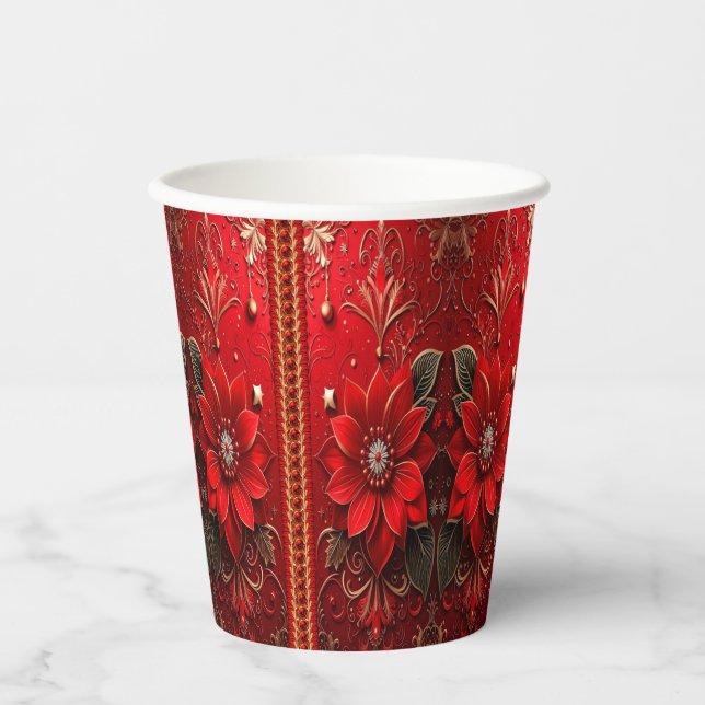 Gobelets En Papier Red Flower Holiday Paper Cups (Recto)