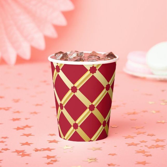 Gobelets En Papier Red & Gold Arabic-inspired Paper Cup (Insitu)