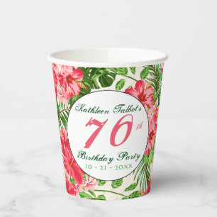 Gobelets En Papier Red Hibiscus 70e Anniversaire Party Paper Cup