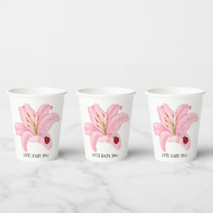 Gobelets En Papier Red Ladybug rose Lily Flower nom personnalisé fill