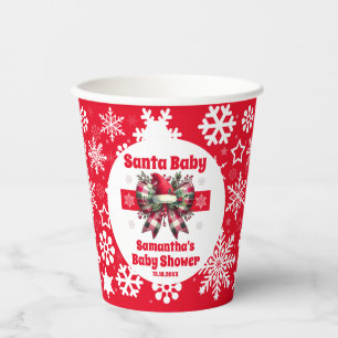 Gobelets En Papier Red Père Noël Baby Christmas Coquette Bow Baby sho