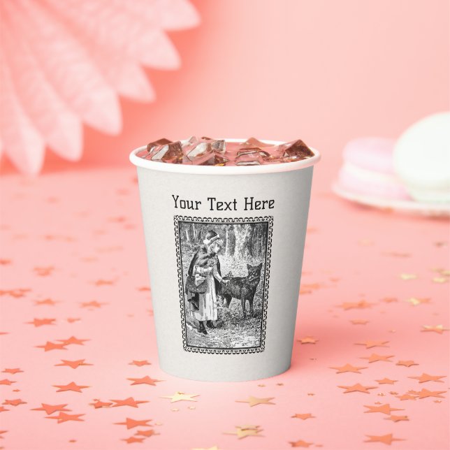 Gobelets En Papier Red Riding Hood Wolf Dessin Forme noire (Insitu)