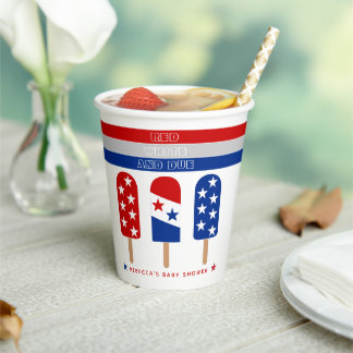 Gobelets En Papier Red White Due 4 juillet baby shower popsicle