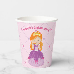 Gobelets En Papier Redhead Princess Pretty Rose Anniversaire Fête Fil