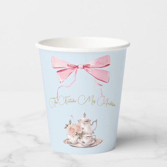 Gobelets En Papier Regency Era Fête des mariées Ribbon Tea Party (Recto)