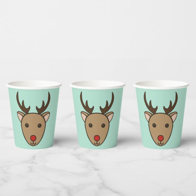 Gobelets En Papier Reindeer Christmas Holiday Café tasses en papier (Multi)