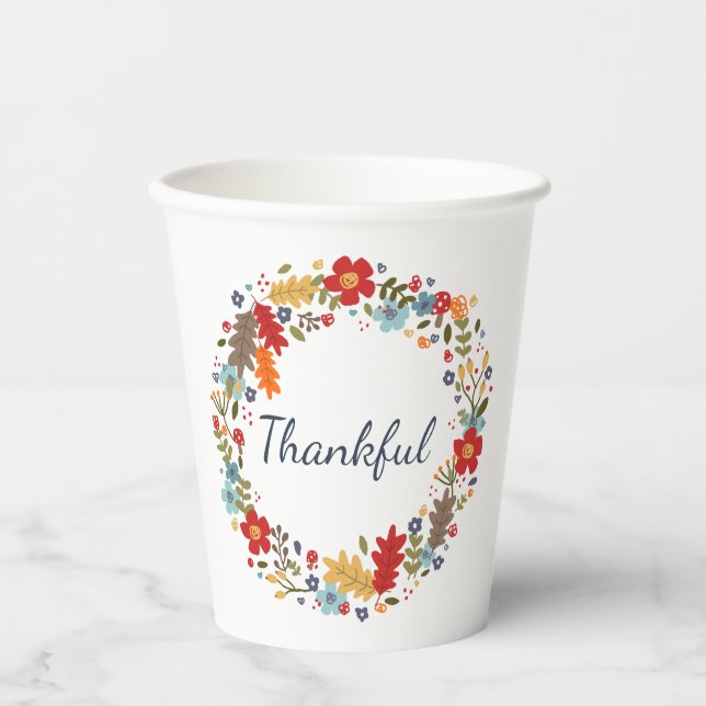 Gobelets En Papier Remerciements Automne Wreath Mug Thanksgiving Cade (Recto)